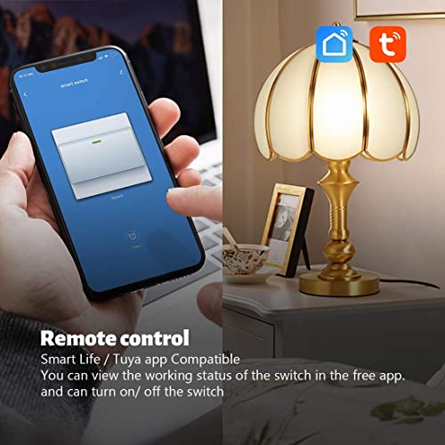 WIFI Smart Light Switch,Inle Tuya Smart Switch,Compatible with Alexa/Google Assistant and IFTTT,Remote Control and Timer,No Hub Required,Neutral Wire Required,15A 100-240v 2.4GHz(4 Gang)