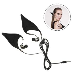 ibasenice Elf Earbuds Earphones Fairy Headphones in- Ear Headset with Microphone Fake Elf Ears Cosplay Anime Costume Accessories Black