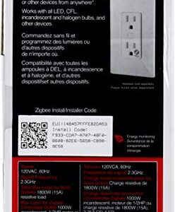 Jasco Zigbee Outlet Receptacle with Energy Monitoring, Tamper-Resistant, Pairs Directly with Echo 4th Gen/Echo Show 10/Echo Studio/Echo Plus/Eero Pro 6, 1 Controlled + 1 Always On, White, 43132