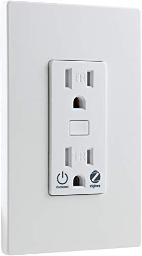 Jasco Zigbee Outlet Receptacle with Energy Monitoring, Tamper-Resistant, Pairs Directly with Echo 4th Gen/Echo Show 10/Echo Studio/Echo Plus/Eero Pro 6, 1 Controlled + 1 Always On, White, 43132