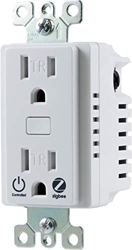 Jasco Zigbee Outlet Receptacle with Energy Monitoring, Tamper-Resistant, Pairs Directly with Echo 4th Gen/Echo Show 10/Echo Studio/Echo Plus/Eero Pro 6, 1 Controlled + 1 Always On, White, 43132