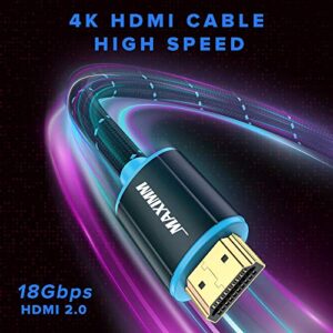 HDMI Cable 4K HDMI 2.0, 1ft, Certified 18Gbps, 4K@60Hz Ultra High-Speed Gaming HDMI Cable, 4K Cable, 3 Pack, UL-Listed