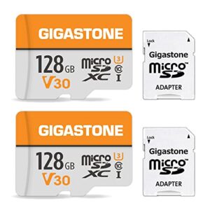 gigastone 128gb 2-pack micro sd card, 4k video pro, gopro, surveillance, security camera, action camera, drone, 95mb/s micosdxc memory card uhs-i v30 class 10