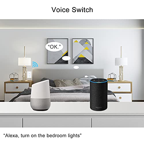 Smart Light Switch, WiFi Touch Wall Smart Switches Work with Smart Life/Tuya App and Compatible with Alexa & Google Assitant (2 Gang, White)