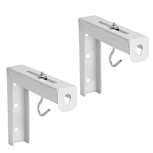 Mount-It! Projector Screen Wall Mount L-Brackets - Wall Hanging Bracket For Home Projector and Movie Screens, 6 inch Adjustable Mounting Hooks for Projection Screen, 1 Pair, White, 66 Lb Capacity Each