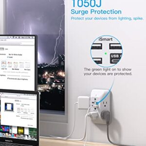 Outlet Extender with Night Light, Multi Plug Outlet, USB Wall Charger Surge Protector 4 USB Charging Port(1USB C), Power Strip Electrical Outlet Splitter Expander for Home Office Dorm Room ETL Listed