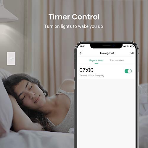 BroadLink Smart Light Switch, No Neutral Wire Required, Single Pole with App and Voice Control, 1 Gang Touch Timer Switch, Compatible with Alexa, Google Assistant, IFTTT, Siri Shortcuts, Hub Required