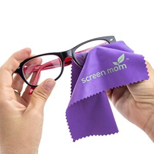 Screen Mom 1oz Screen Cleaner Spray 3 Pack - for Laptop, Computer Monitor, Phone Cleaner, iPad, Eyeglass, LED, LCD, TV - Includes 3 1oz Spray and 3 Purple Cleaning Cloths