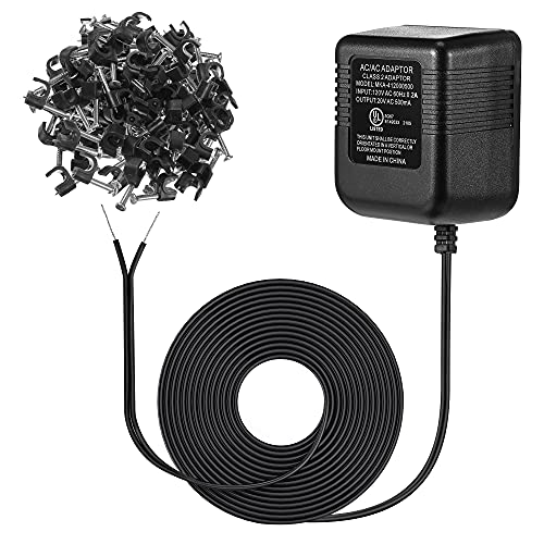 16-24Volt Transformer, C Wire Power Adapter Compatible with Eufy Video Doorbell, UL Certified 20VAC 500mA Transformer with 16.4 ft Cable Supply Power with Security Chime