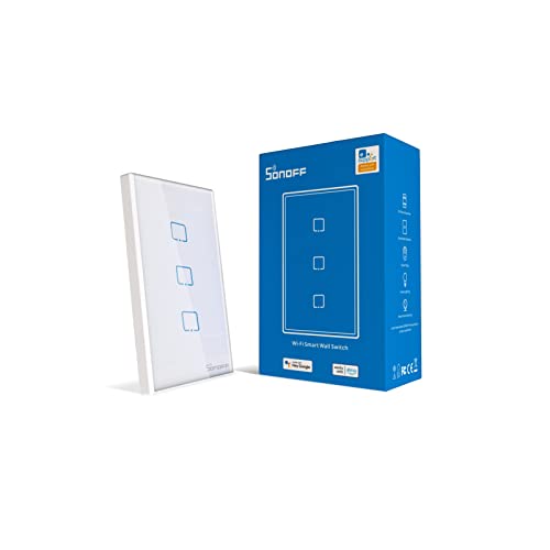 SONOFF TX WiFi Smart Light Switch, 2.4GHz Wi-Fi Touch Smart Wall Switch,Works with Alexa and Google Home, RF433 Remote Control,Fit for US&CA Wall Switches, 3 Gang 1 Way, T2, No Hub Needed