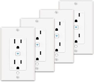 smart outlet in-wall – smart electrical outlet that work with alexa, google home, 15 amp, no hub required, etl & fcc certified, 2.4g wifi only (4 pack)