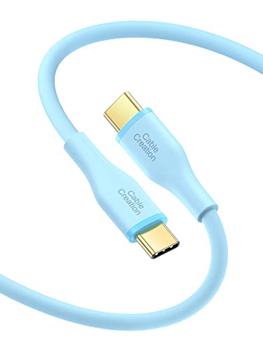 CableCreation USB C Charger Cable 6FT/60W, Soft Silicone USB C to USB C Cable, USB Type C to Type C Cable Fast Charging for Galaxy S22/S21, iPad Mini 6/Air 4, MacBook Pro/Air, Pixel, etc, Blue
