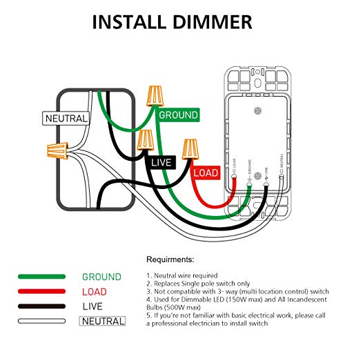 Smart Dimmer Switch WiFi Light Switch Dimmer Work with Alexa Google Home