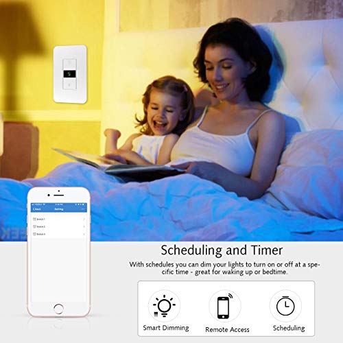 Smart Dimmer Switch WiFi Light Switch Dimmer Work with Alexa Google Home