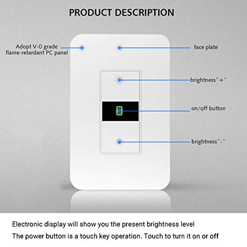 Smart Dimmer Switch WiFi Light Switch Dimmer Work with Alexa Google Home