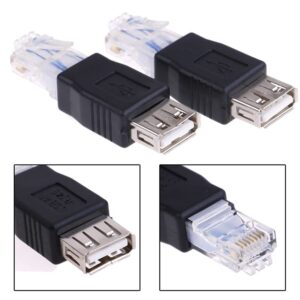 Ethernet to USB Adapter, 2 PCS USB to Ethernet Adapter, RJ45 Ethernet Male to USB Female Converter, USB to RJ45 Adapter 10Mb/100Mbs Network Connector for Laptops Computers