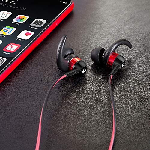 [Upgrade] inOpera A1 Wired Earbuds in-Ear Noise Isolating Heavy Deep Bass Earphones with Microphone and Volume Control for Workout Sports Jogging Gym (Red)