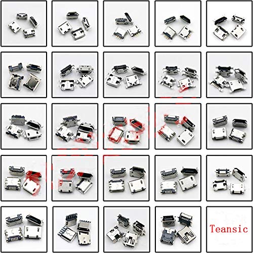 Teansic 240PCS 24Models Micro USB Connector Socket Jack USB Connectors Set for MP3 4 5 Huawei Samsung Sony HTC ZTE