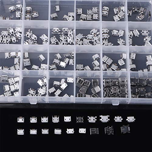Teansic 240PCS 24Models Micro USB Connector Socket Jack USB Connectors Set for MP3 4 5 Huawei Samsung Sony HTC ZTE