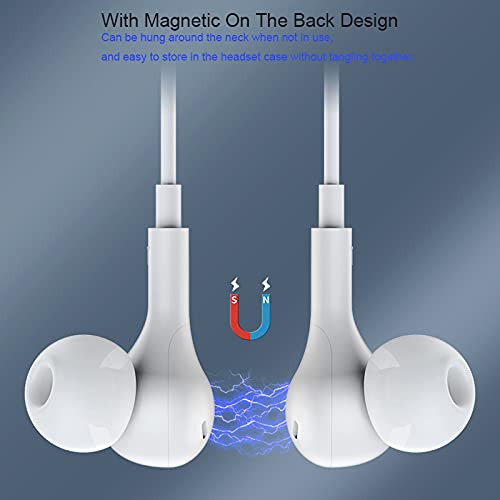 Wired Earbuds Noise Isolating in-Ear Headphones Sports Workout Magnetic Earphone w/Microphone Volume Control 3.5mm Plug for Android Samsung Galaxy Moto LG Blu iPhone Cell Phones Laptop Computer(White)