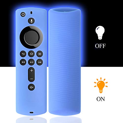 2 Pack TV Stick Remote Cover Case, Silicone Remote Cover Case Compatible with 4K TV Stick, Lightweight Anti Slip Shockproof Remote Cover Case (Blue Glow & Green Glow)