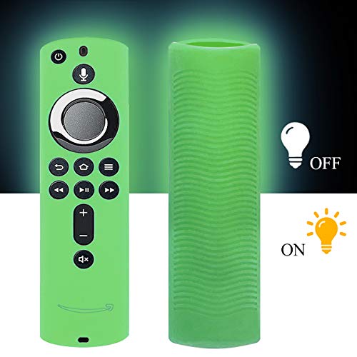 2 Pack TV Stick Remote Cover Case, Silicone Remote Cover Case Compatible with 4K TV Stick, Lightweight Anti Slip Shockproof Remote Cover Case (Blue Glow & Green Glow)