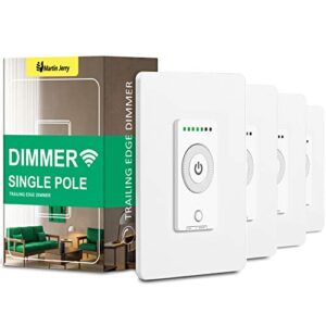 smart dimmer switch 4 pack by martin jerry | rotary trailing edge dimmer light switch, voice control by alexa, google home, smartlife app, needs neutral wires, 2.4g wifi