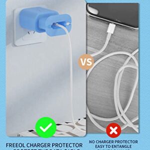 [3 Pack] FREEOL Silicone Charger Protector, Travel Cord Organizer Compatible with Apple 20W/18W USB-C Power Adapter, Data Cable Winder can Glow in The Dark - (Pink + Glow Blue + Glow Green)