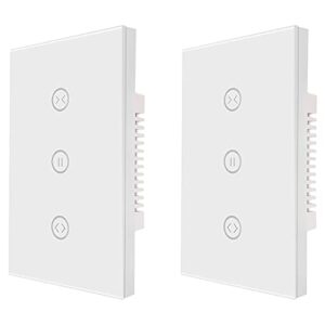 smart curtain switch, 2.4ghz wifi switch works with alexa and google home, app remote control and voice control, device sharing and timer function, etl&fcc certified, neutral wire required, 2 packs