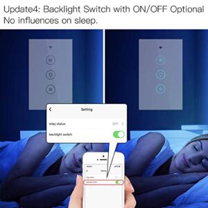 MOES WiFi Smart Light Dimmer Switch with RF433 Remote Controller, 3 Way Muilti-Control Association Smart Life/Tuya APP Relay Status Backlight Switch Off Works with Alexa Google Assistants,White Touch