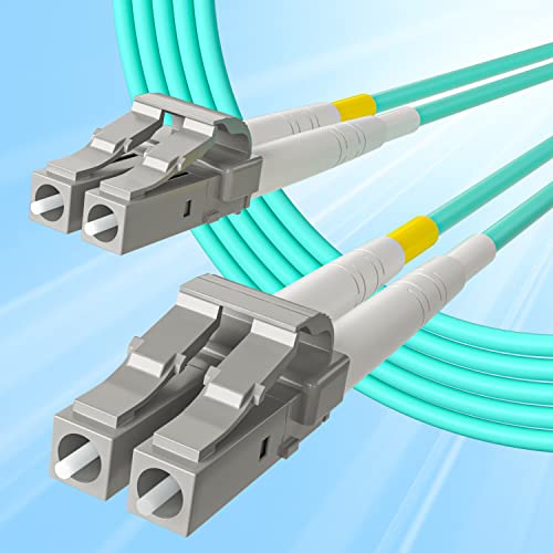 10Gtek Fiber Patch Cable - LC to LC OM3 10Gb/Gigabit Multi-Mode Jumper Duplex 50/125μm LSZH Fiber Optic Cord for SFP Transceiver, Aque, 1-Meter(3.3-ft)