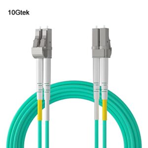 10Gtek Fiber Patch Cable - LC to LC OM3 10Gb/Gigabit Multi-Mode Jumper Duplex 50/125μm LSZH Fiber Optic Cord for SFP Transceiver, Aque, 1-Meter(3.3-ft)