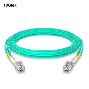 10Gtek Fiber Patch Cable - LC to LC OM3 10Gb/Gigabit Multi-Mode Jumper Duplex 50/125μm LSZH Fiber Optic Cord for SFP Transceiver, Aque, 1-Meter(3.3-ft)