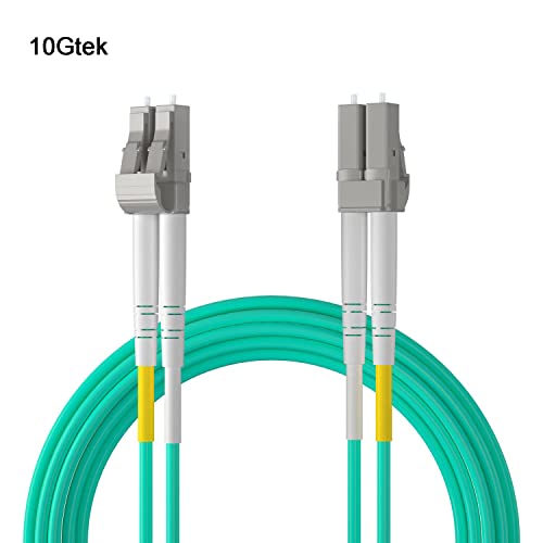 10Gtek Fiber Patch Cable - LC to LC OM3 10Gb/Gigabit Multi-Mode Jumper Duplex 50/125μm LSZH Fiber Optic Cord for SFP Transceiver, Aque, 1-Meter(3.3-ft)