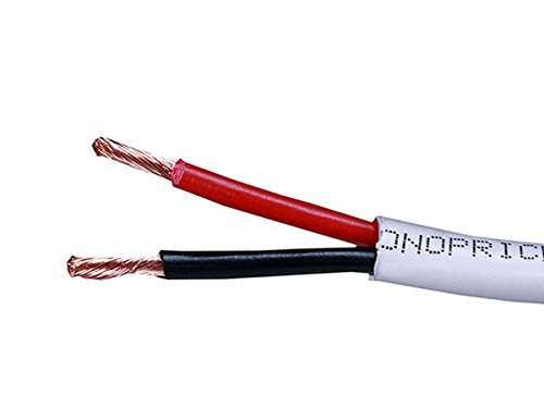 Monoprice 104045 Access Series 18 Gauge AWG CL2 Rated 2 Conductor Speaker Wire/ Cable - 100ft Fire Safety In Wall Rated, Jacketed In White PVC material 99.9% Oxygen-Free Pure Bare Copper