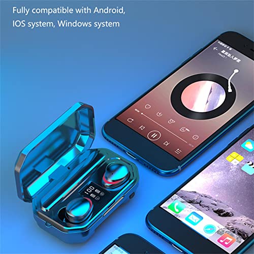 Game Bluetooth Headset, Smart Wireless LCD Display 9D Stereo Headphones Intelligent Noise Reduction, in Ear with Microphone Wireless Sports Earphones IPX7 Waterproof