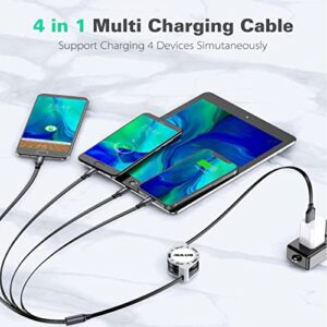 Multi Charging Cable 4A [2Pack 4Ft] 4 in 1 Retractable Multi Fast Charger Cable with 2 * IP/Type C/Micro USB Ports USB Cable for All Phones/iP 12 11 Xs/Samsung Galaxy/Huawei/LG/Google/HTC/Sony/Tablets