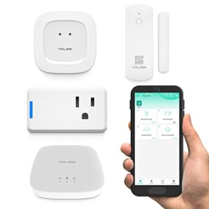 YoLink Smart Home Starter Kit 1/4 Mile World's Longest Range Smart Home Security System Include Smart Hub, Wireless Door Sensor, Water Leak Sensor, and Alexa Google Assistance IFTTT Enabled Smart Plug