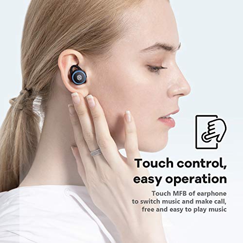 Nillkin True Wireless Earbuds Noise Cancelling with Microphone for iPhone Android, TWS Headphones with Charging Case,Touch Control, 65H Playback Earphones for Sport Running, Blue