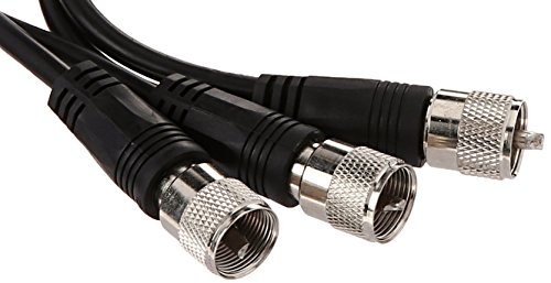 RoadPro RP-18CCP Black 18-Foot CB Antenna Co-Phase Coax Cable with PL-259 Connectors for Use with Dual CB Antenna SO-239 Stud Mounts