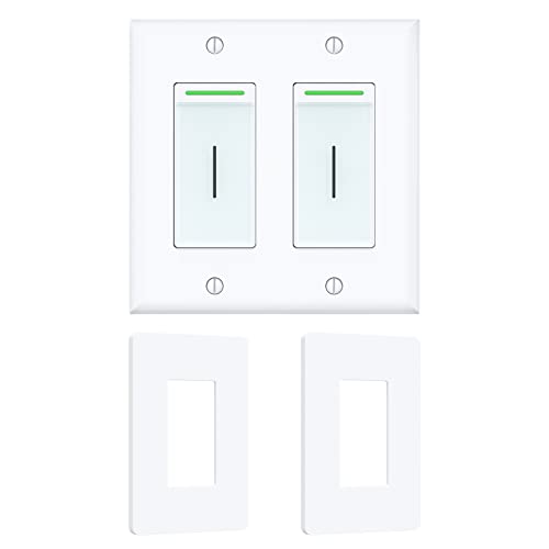 Smart Switch Smart Life Switch 2 Gang 2.4Ghz WiFi Smart Light Switch Compatible with Alexa and Google Assistant Touch Vibration Needs Neutral Wire