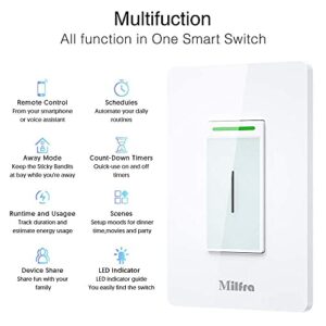 Smart Switch Smart Life Switch 2 Gang 2.4Ghz WiFi Smart Light Switch Compatible with Alexa and Google Assistant Touch Vibration Needs Neutral Wire