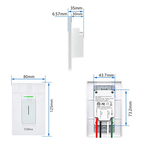 Smart Switch Smart Life Switch 2 Gang 2.4Ghz WiFi Smart Light Switch Compatible with Alexa and Google Assistant Touch Vibration Needs Neutral Wire