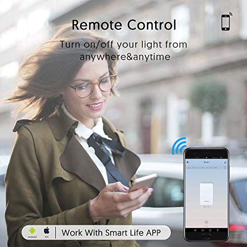 Smart Switch Smart Life Switch 2 Gang 2.4Ghz WiFi Smart Light Switch Compatible with Alexa and Google Assistant Touch Vibration Needs Neutral Wire