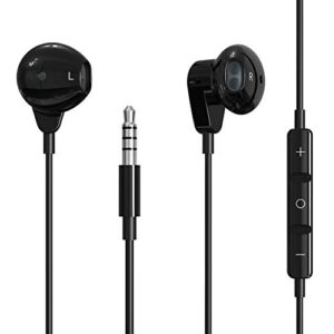 earbuds wired 3.5mm jack with mic noise cancelling volume control headphones earphones for galaxy note 10 lite note 9, s10 plus, s9 plus, s10 5g, lg stylo 6 v60, moto one 5g ace, pixel 5a 4a (black)