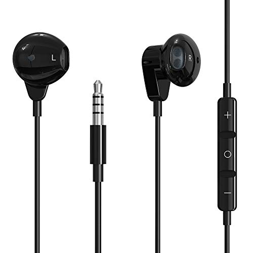 Earbuds Wired 3.5mm Jack with Mic Noise Cancelling Volume Control Headphones Earphones for Galaxy Note 10 Lite Note 9, S10 Plus, S9 Plus, S10 5G, LG Stylo 6 V60, Moto One 5G Ace, Pixel 5a 4a (Black)