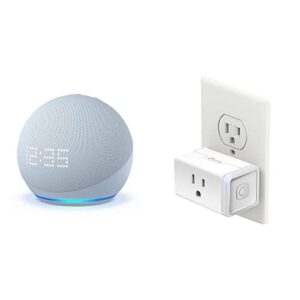 echo dot (5th gen) with clock | cloud blue with kasa smart plug mini