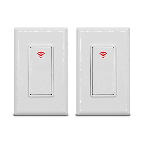 Smart Light Switch, WiFi Switch Touch Wall Switch 1 Gang, Work with Smart Life/Tuya App, Compatible with Alexa Google Home and IFTTT, No Hub Required, App Control from Anywhere, Timing Schedule, 2Pack