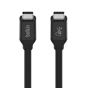 belkin usb 4 cable, 2.6ft (0.8m) usb if certified with power delivery up to 100w, 40 gbps data transfer speed and backwards compatible with thunderbolt 3, usb 3.2, and more