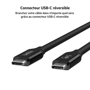 Belkin USB 4 Cable, 2.6ft (0.8m) USB IF Certified with Power Delivery up to 100W, 40 Gbps Data Transfer Speed and Backwards Compatible with Thunderbolt 3, USB 3.2, and More